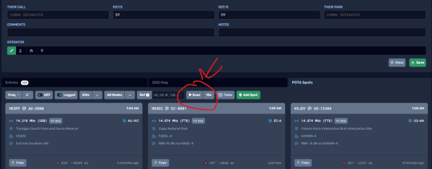 HamRS new feature for scanning pota activations