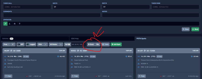HamRS new feature for scanning pota activations
