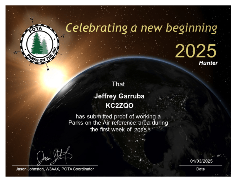 KC2ZQO_POTA_New Years Hunter 2025